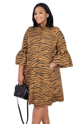 Animal Print A-Line Coat