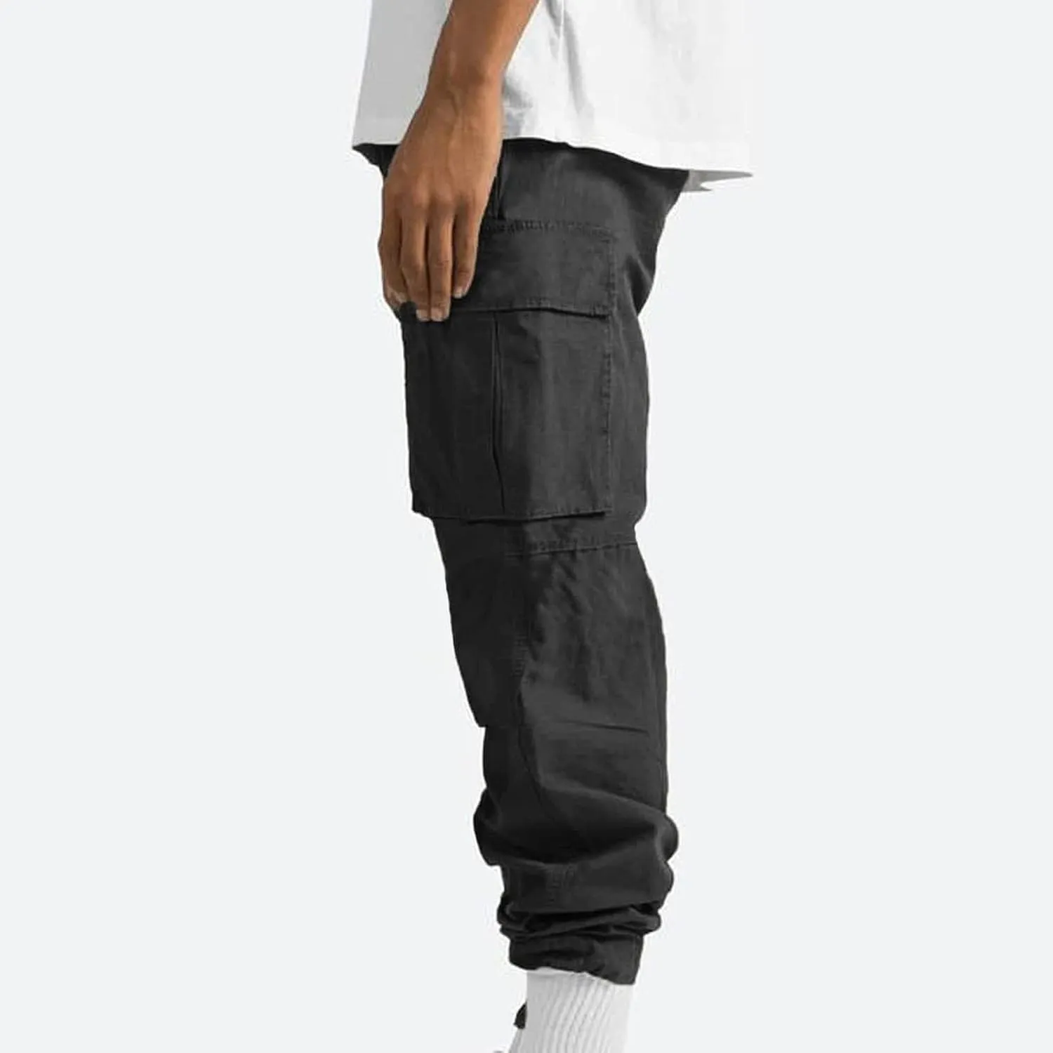 Cargo Pants for Men Outdoor Loose Straight Leg Tactical Pants Casual Athletic Drawstring Cargo Pants with Multi Pockets