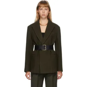 DRAE Khaki Wool Belted Blazer