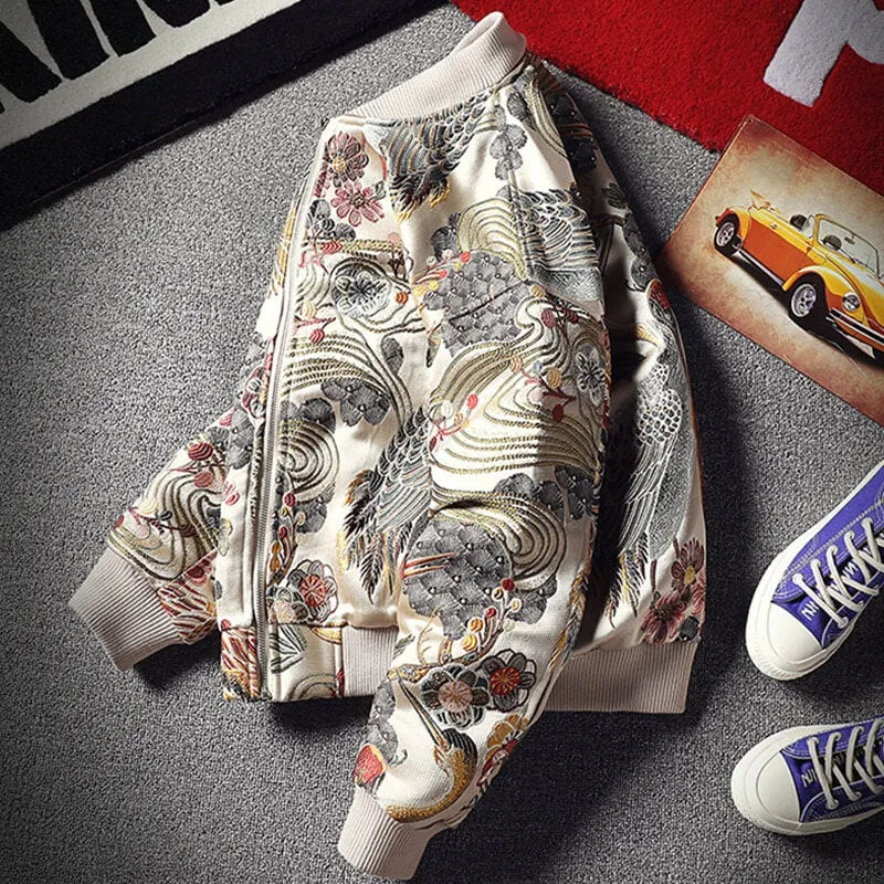 floral bomber jacket japanese embroidery streetwear varsity jackets