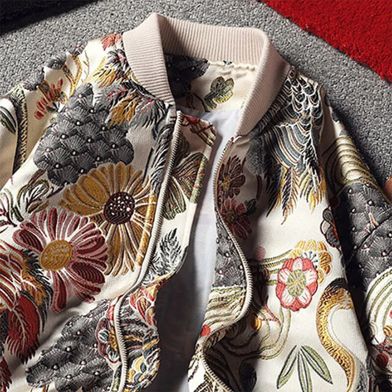 floral bomber jacket japanese embroidery streetwear varsity jackets