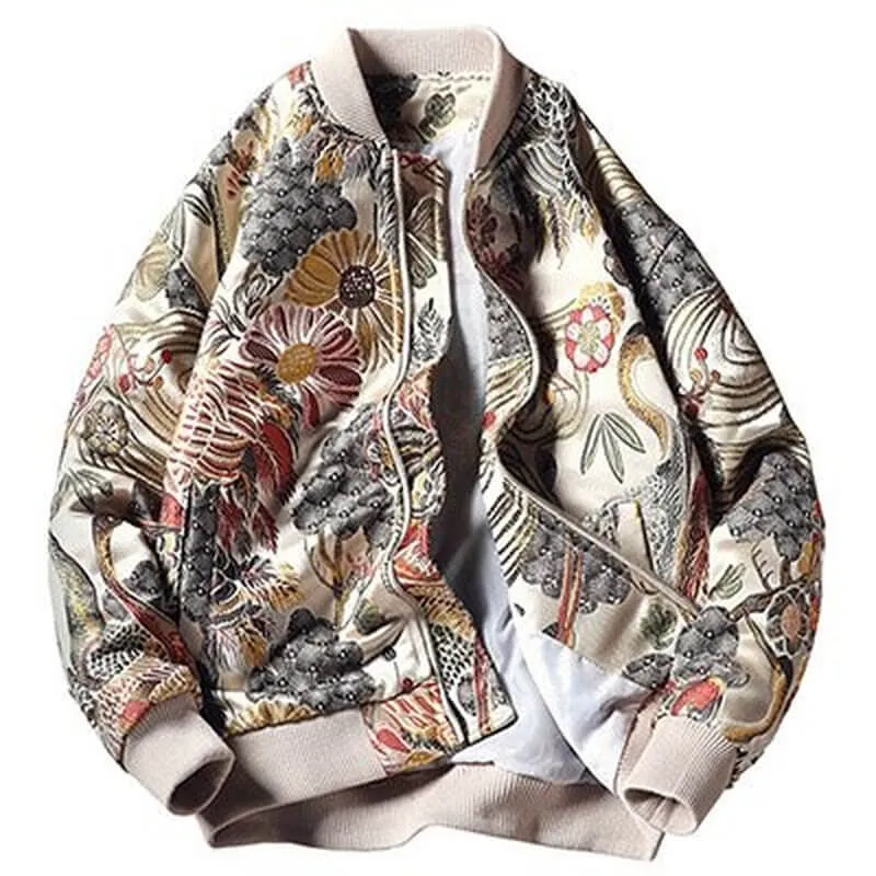 floral bomber jacket japanese embroidery streetwear varsity jackets