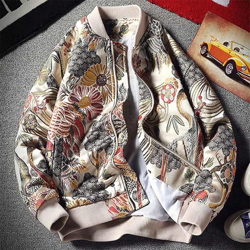 floral bomber jacket japanese embroidery streetwear varsity jackets
