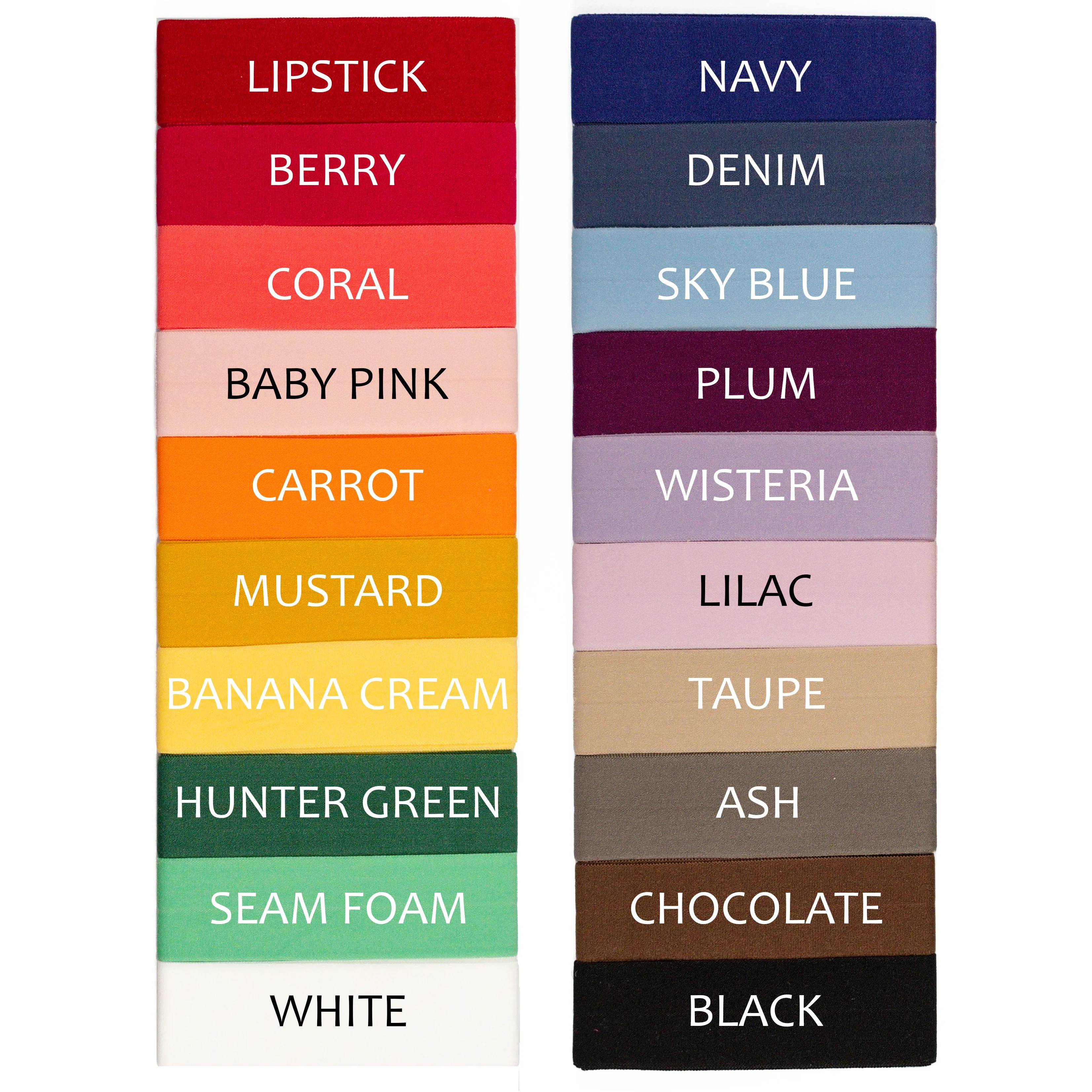 Fold Over Elastic | 1" Wide | FOE | Matte Colors
