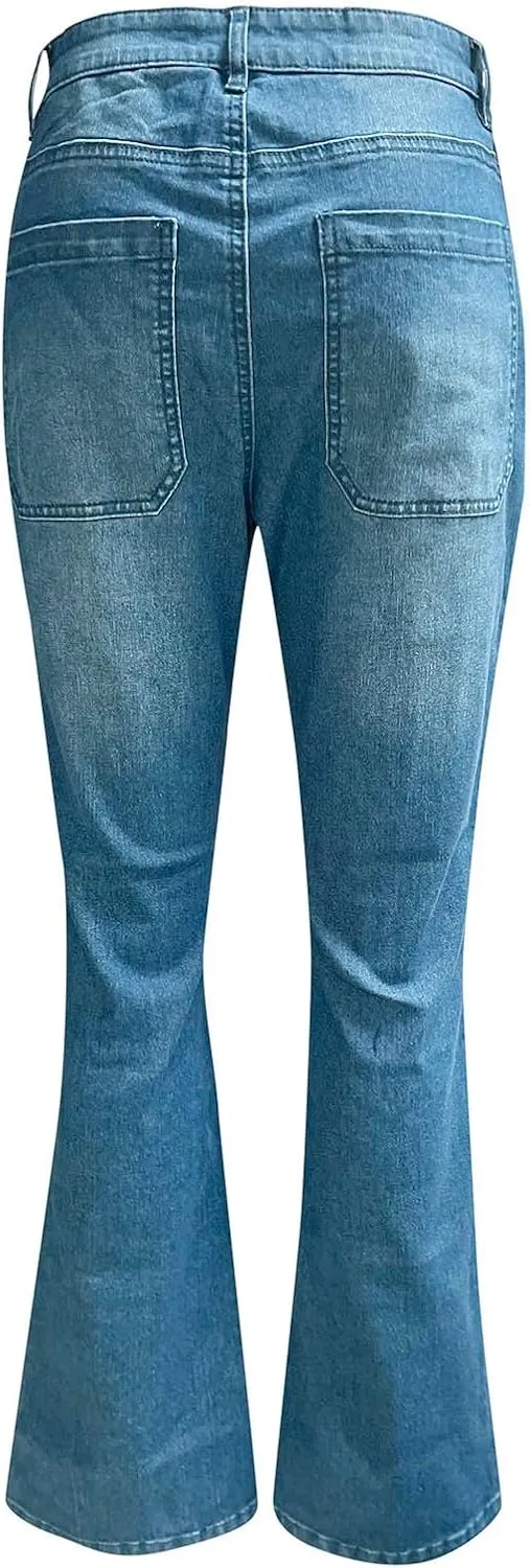 High Waisted Flare Jeans for Women Slim Fit Totally Shaping Tummy Control Butt Lift Wide Leg Bell Bottom Mom Jeans