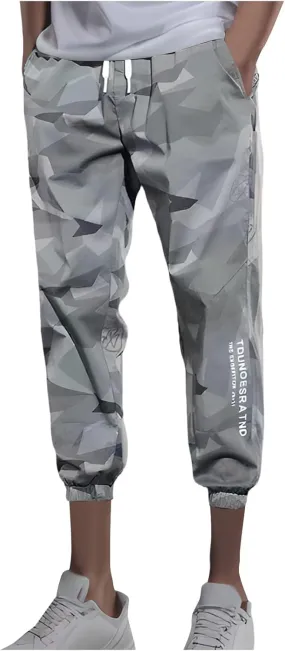Men's Camo Cargo Pants Lightweight Casual Hiking Outdoor Skinny Joggers Pants Athletic Running Military Combat Pants
