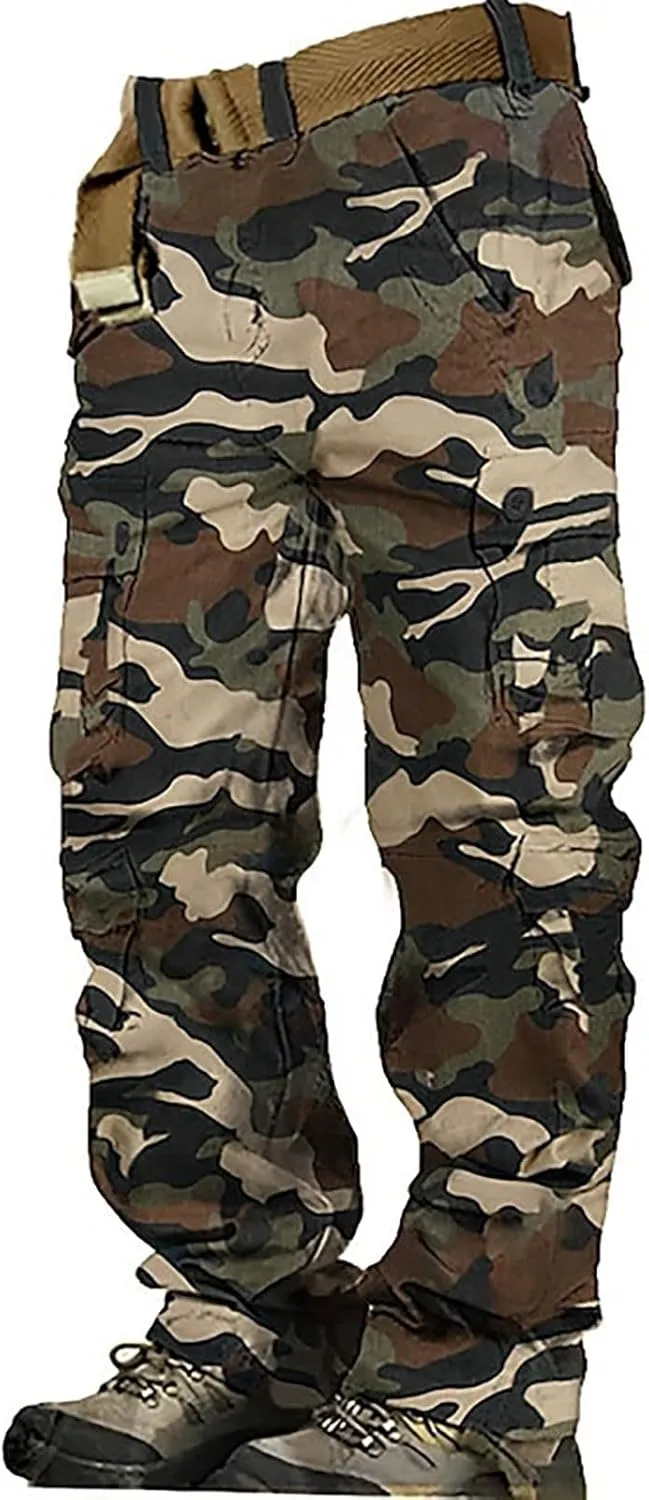 Men's Cargo Pants High Street Leisure Loose Sports Running Solid Color Lace Up Cargo Mens Outdoor Hiking Cargo Pants