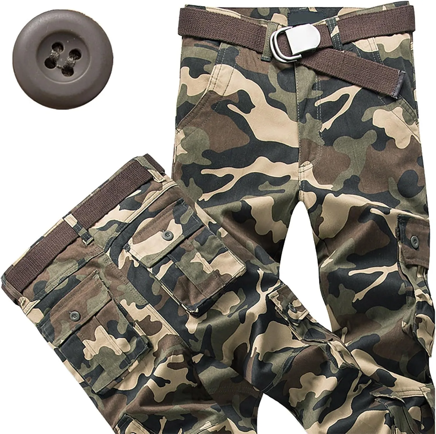 Men's Cargo Pants High Street Leisure Loose Sports Running Solid Color Lace Up Cargo Mens Outdoor Hiking Cargo Pants