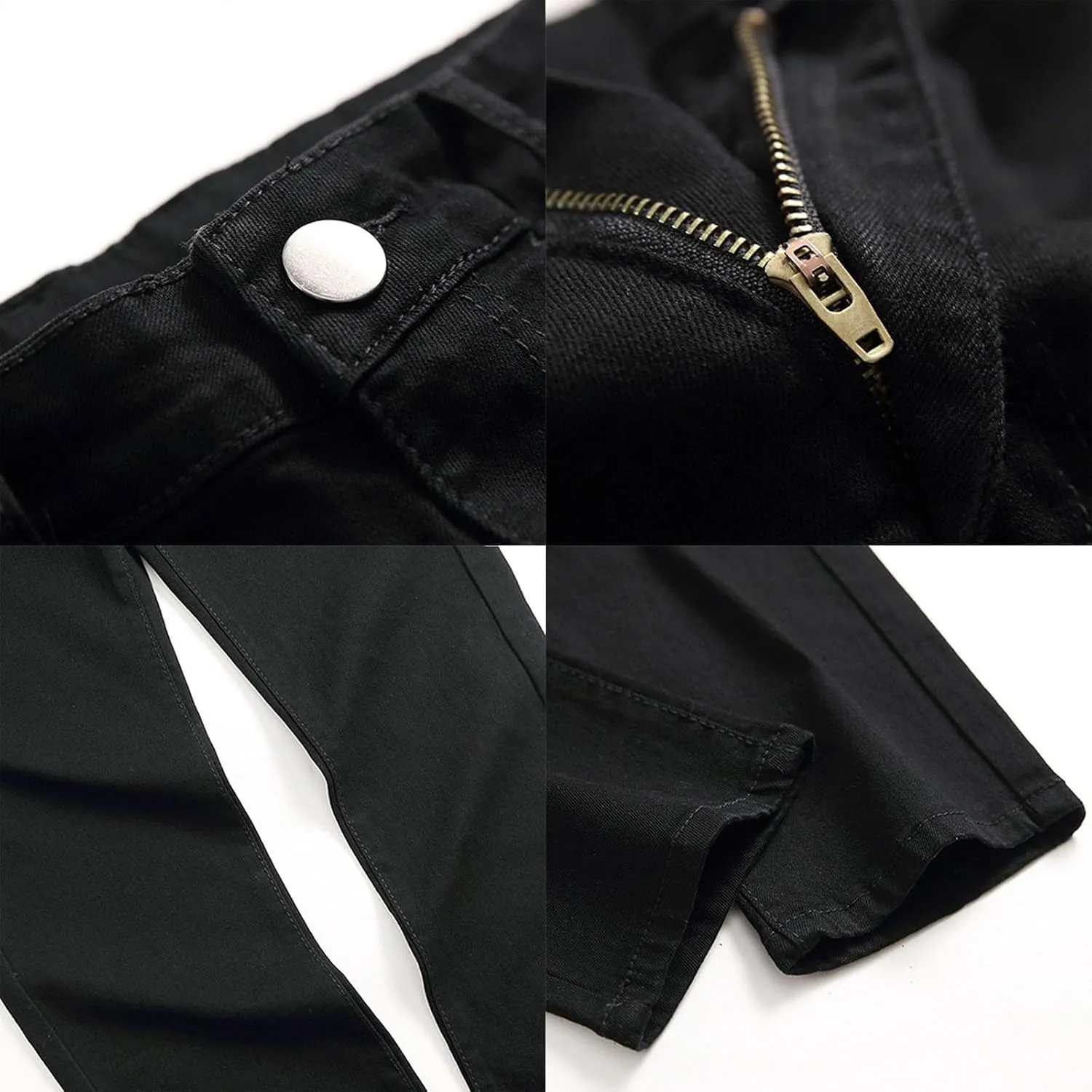 Mens Jeans Relaxed Fit Loose Fit Jeans Ripped Distressed Holes Funny Wide Leg Pants Skull Embroidery Wash Denim Pants