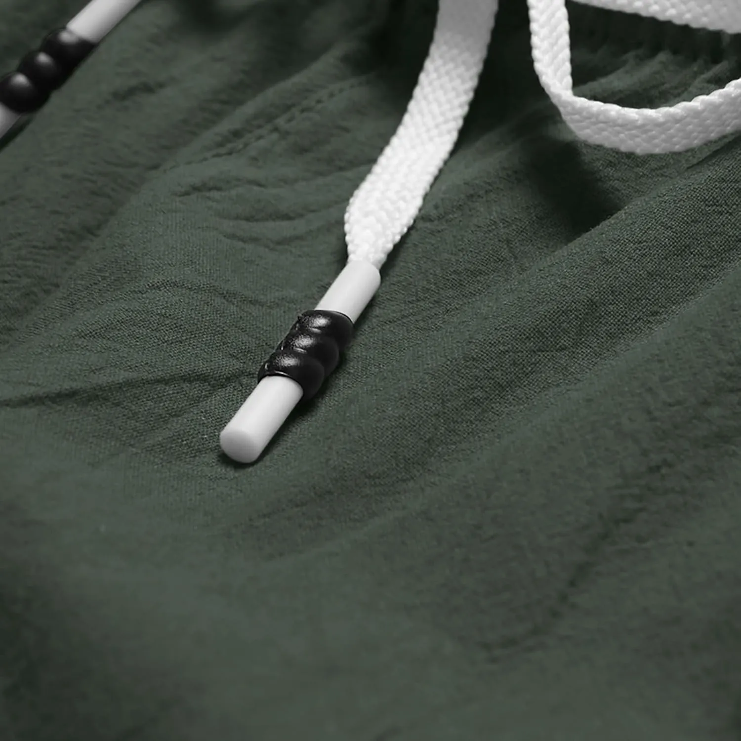 Men's Linen Shorts 11 Inch Inseam Flat Front Elastic Waist Shorts Casual Drawstring Casual Athletic Lounge Wide Leg Shorts