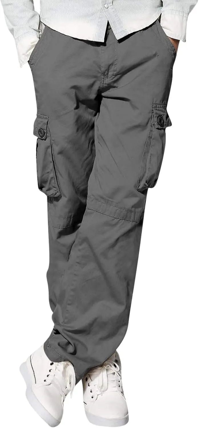 Men's Wild Cargo Pants Men's Casual Cargo Pants Military Army Camo Pants Combat Work Pants with 8 Pockets(No Belt) Men Pants