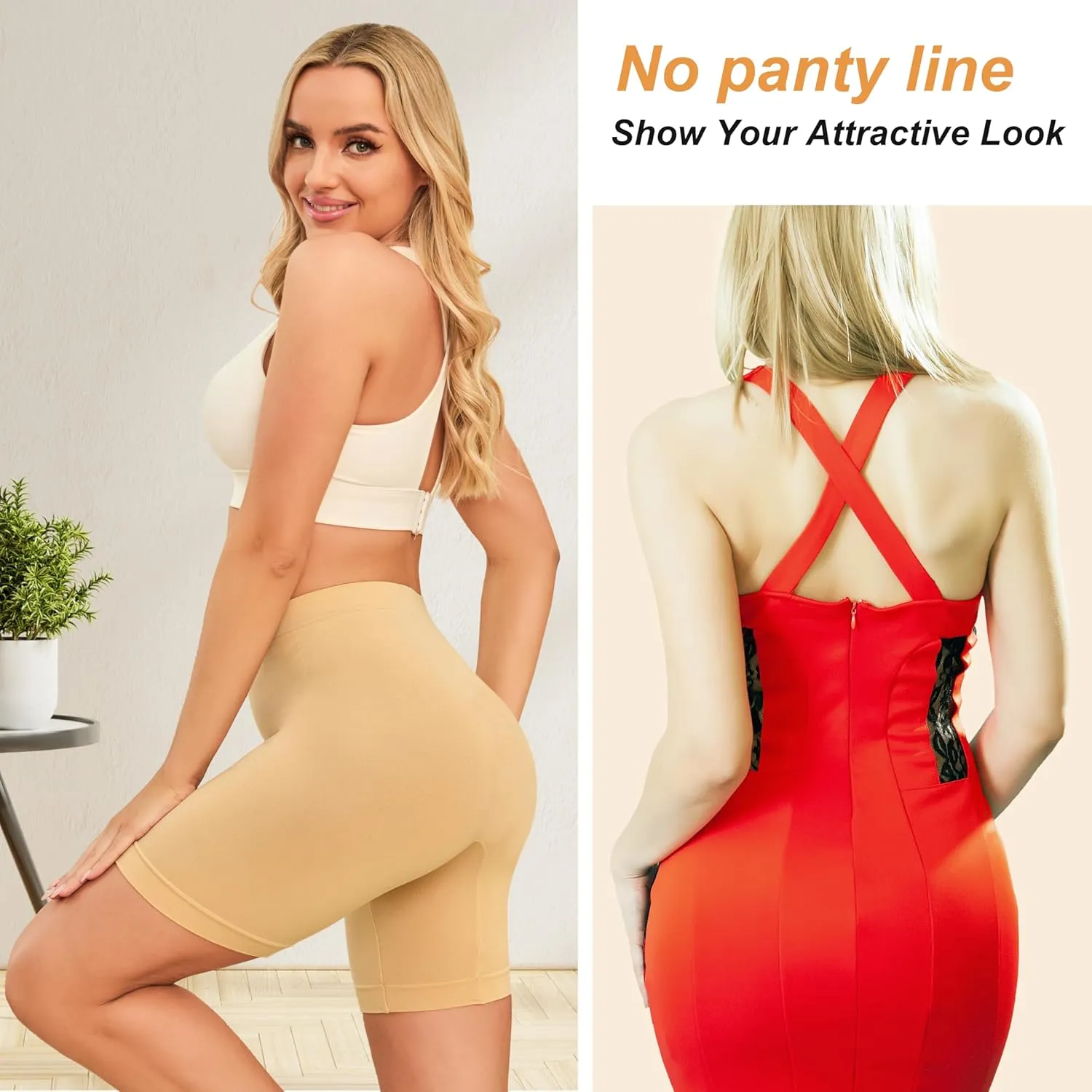 Nalwort Women's Slip Shorts for Under Dresses High Waisted Seamless Smooth Shorts 3 Pack