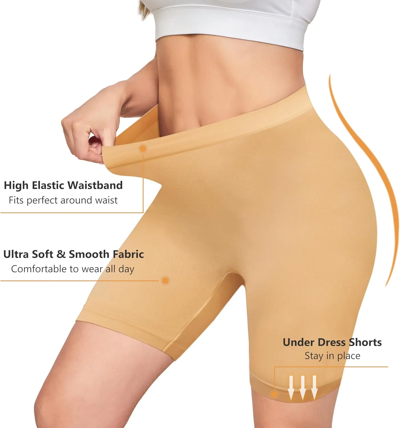 Nalwort Women's Slip Shorts for Under Dresses High Waisted Seamless Smooth Shorts 3 Pack