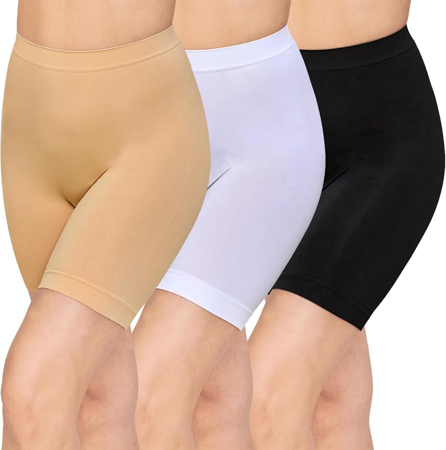 Nalwort Women's Slip Shorts for Under Dresses High Waisted Seamless Smooth Shorts 3 Pack