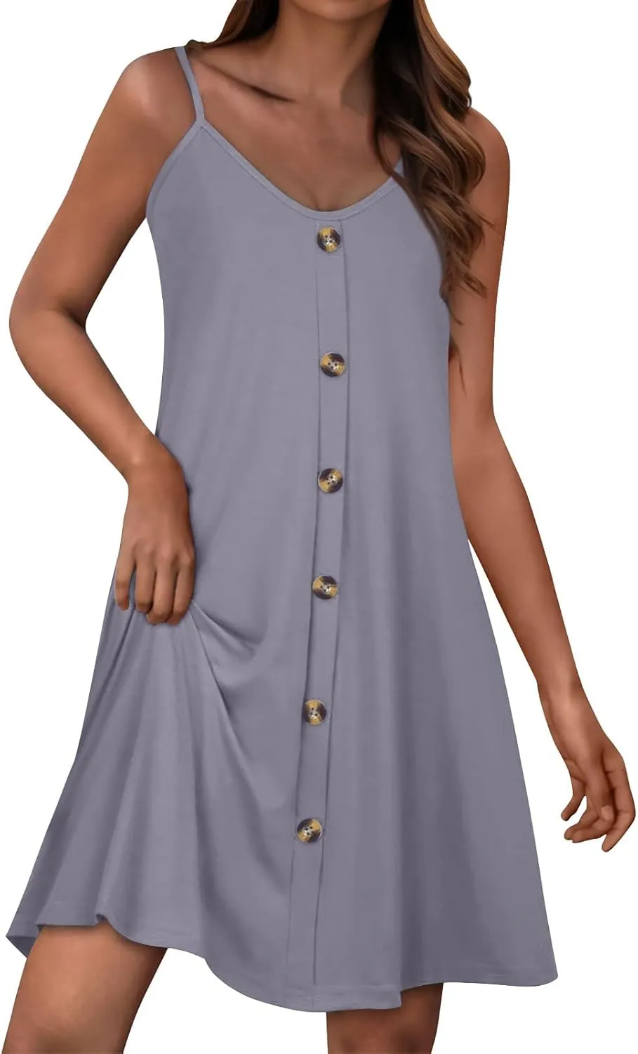 Sundresses for Women Spaghetti Strap Button Down Sleeveless Boho Floral Summer Dress Casual Beach Wear Swim Cover Ups