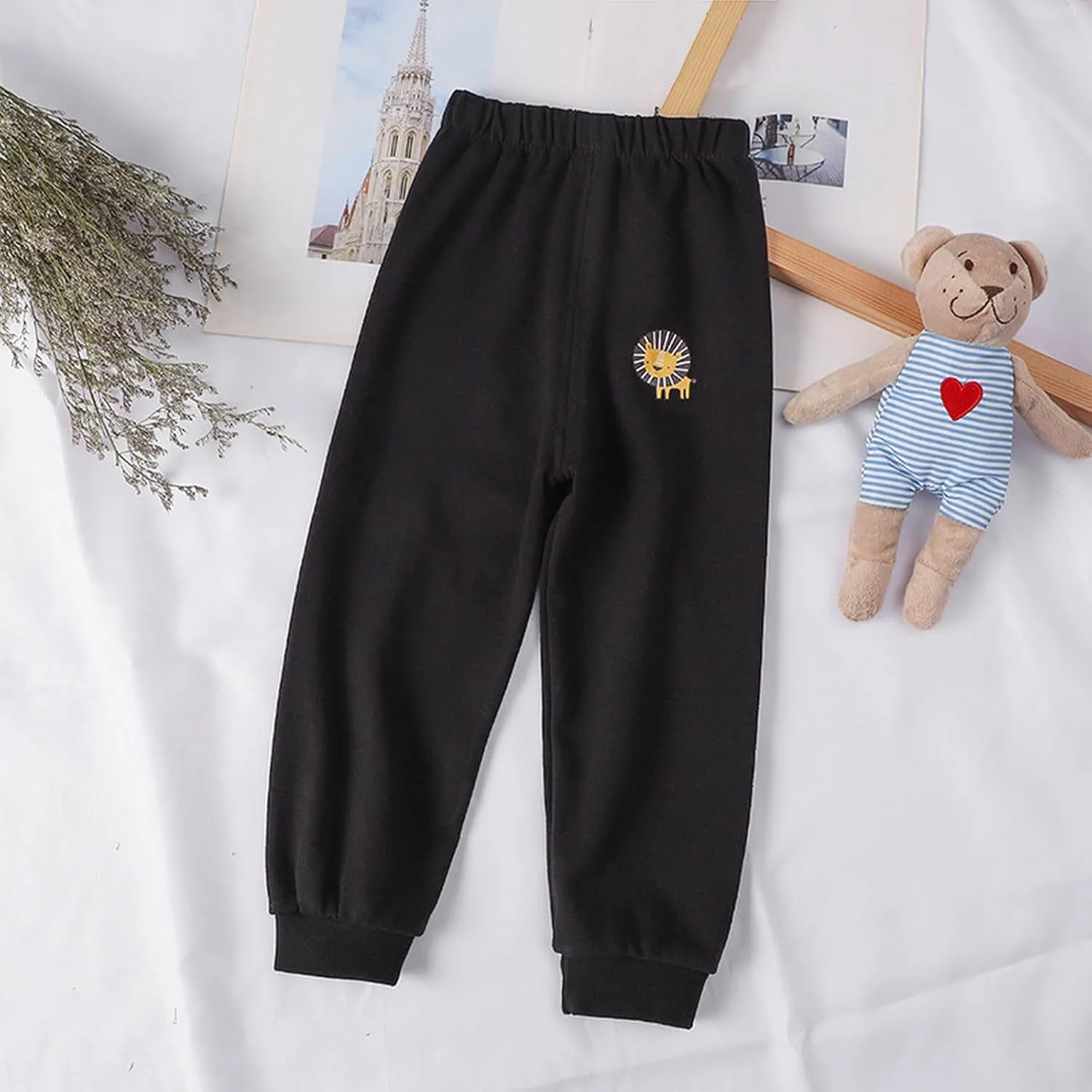 Toddler Baby Sweatpants Boy's Pull on Jogger Cotton Kids Cute Cartoon Elastic Waist Sports Pants Unisex Kids
