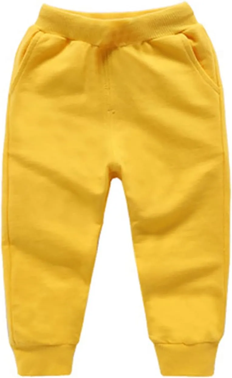Toddler Baby Sweatpants Girls Boy's Cotton Pull On Jogger Pants Kids Solid Elastic Waist Slim Sport Pants