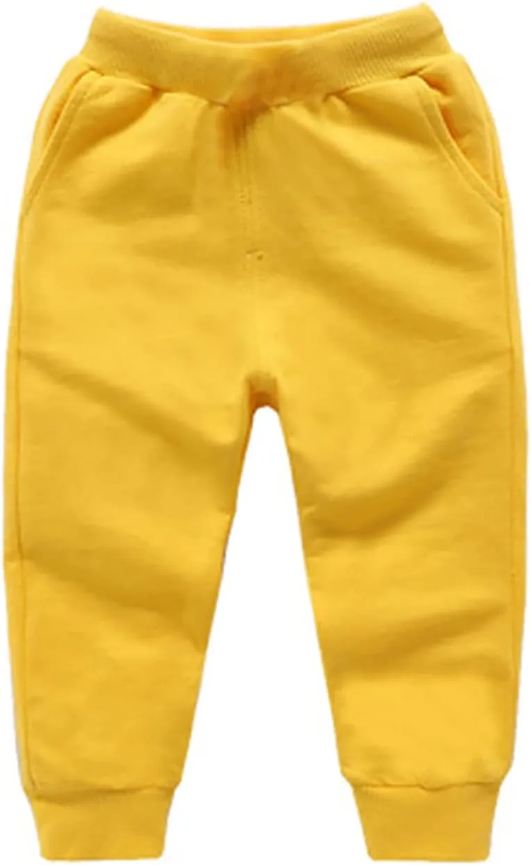 Toddler Baby Sweatpants Girls Boy's Cotton Pull On Jogger Pants Kids Solid Elastic Waist Slim Sport Pants
