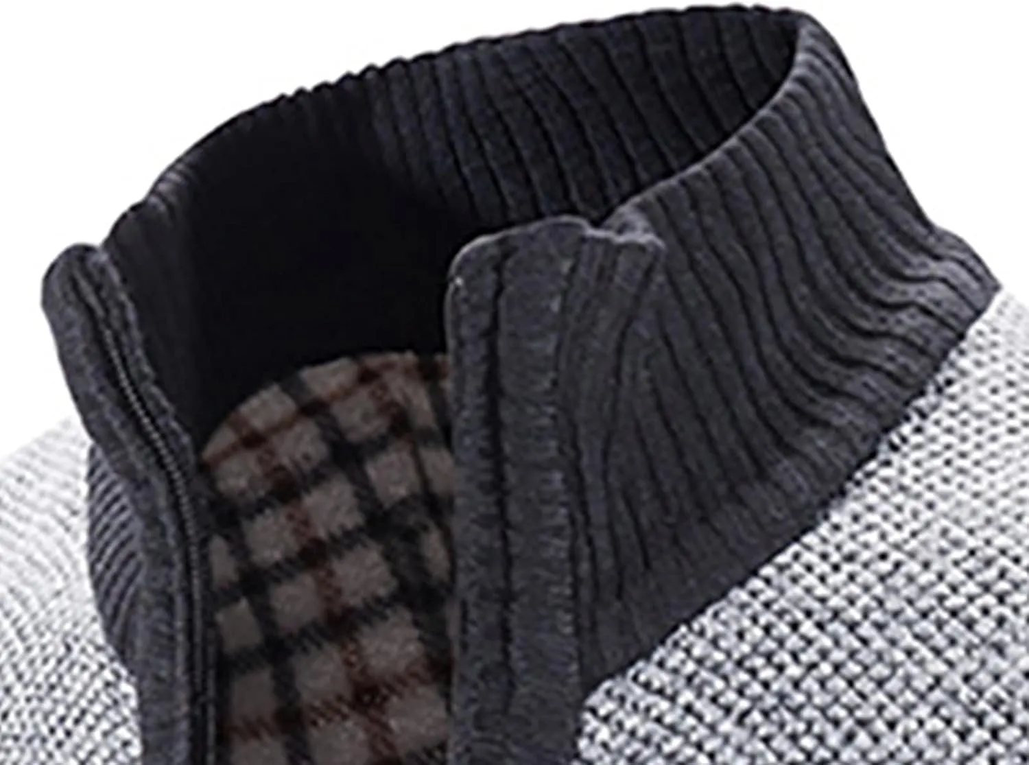 tuduoms Mens Full Zip Cardigan Thick Fleece Lined Sweater Coats Warm Winter Color Block Thermal Sweatshirts Jackets Pocket