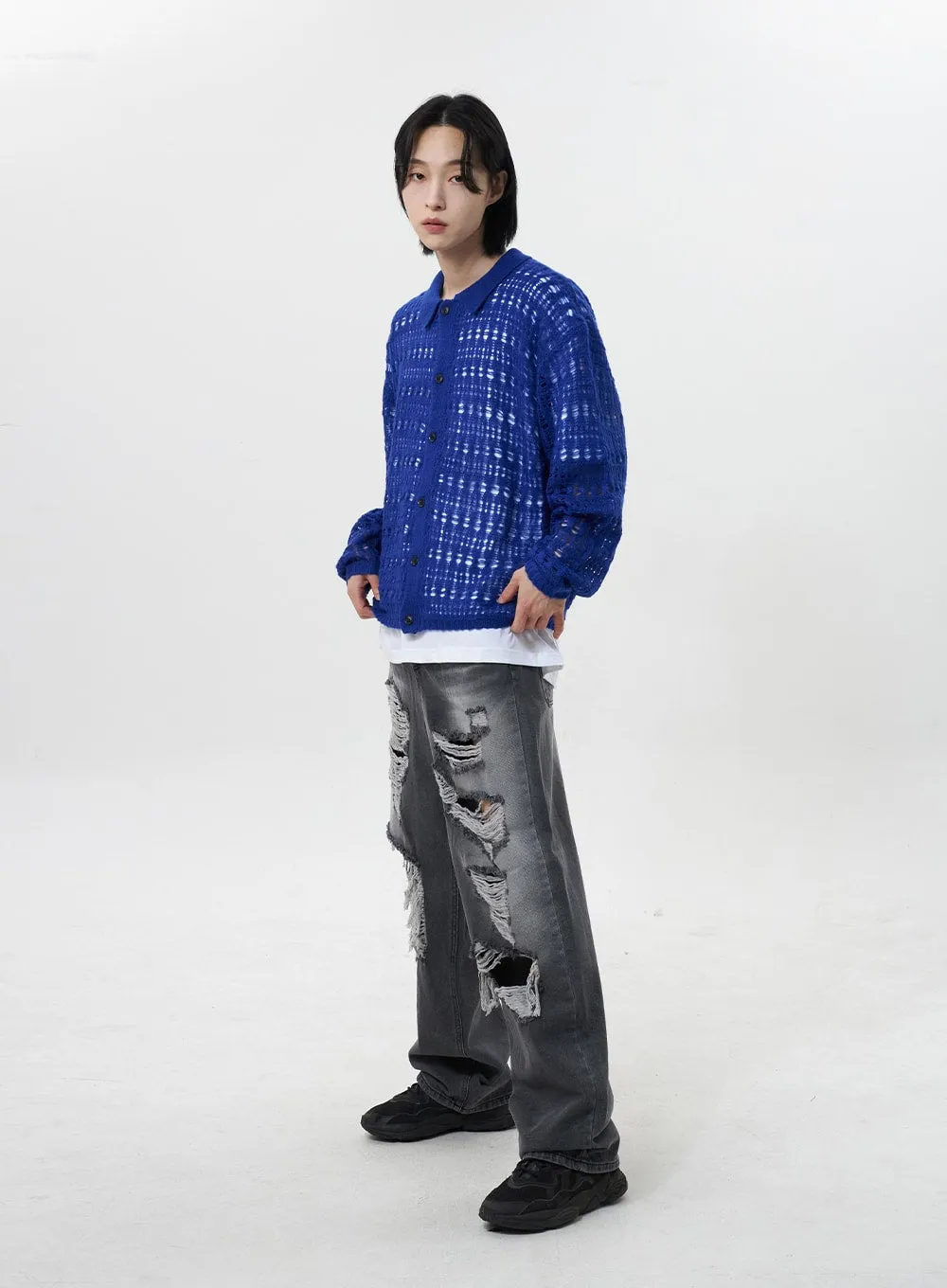 Wide Leg Ripped Jeans Unisex CY322