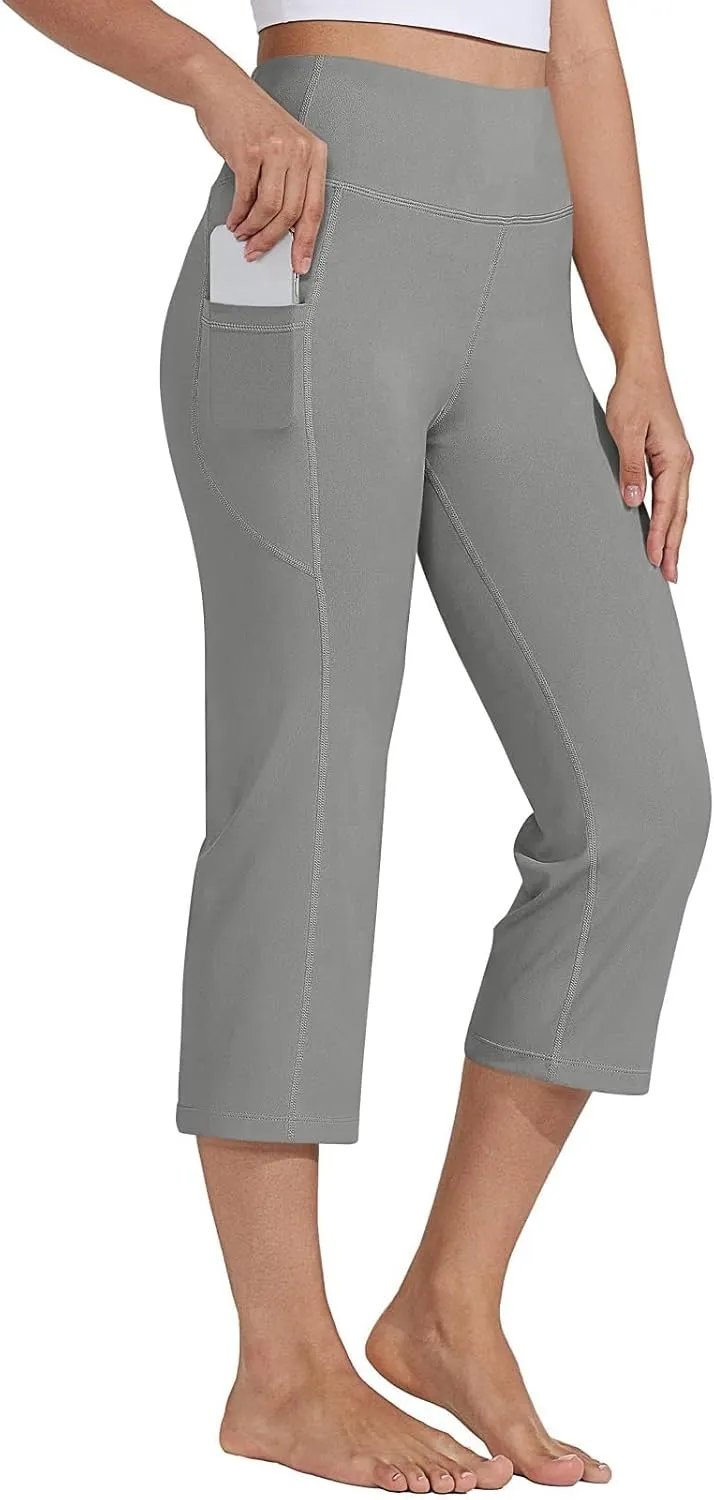 Wide Leg Yoga Capris Pants for Women High Waist Plus Size Running Hiking Gym Workout Pants Joggers Lounge Crop