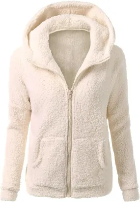 Women Outwear Sweater Cotton Zipper Hooded Coat Winter Wool Warm Coat Coat Women's Coat Zip up Warm