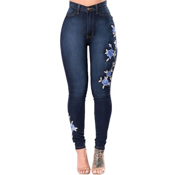 Women Ripped Pencil Denim Pants