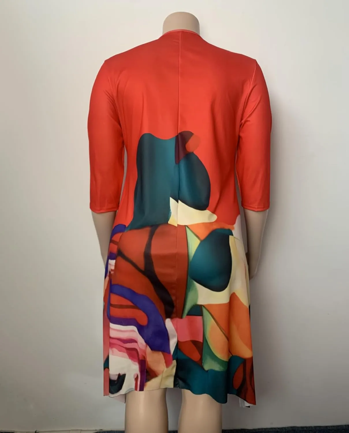 Women's Plus Size Midi Dress Floral Print 3/4 Sleeve A-Line Asymmetric Hem Casual Flowy Party Beach Midi Dresses