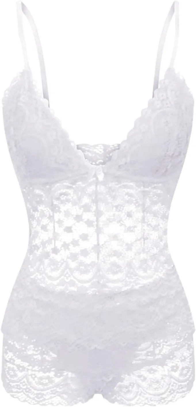 Womens Sexy Lingerie Babydoll Lace Chemise Negligees Bodycon Panty Thong Slip Dress Sleeveless Nightwear