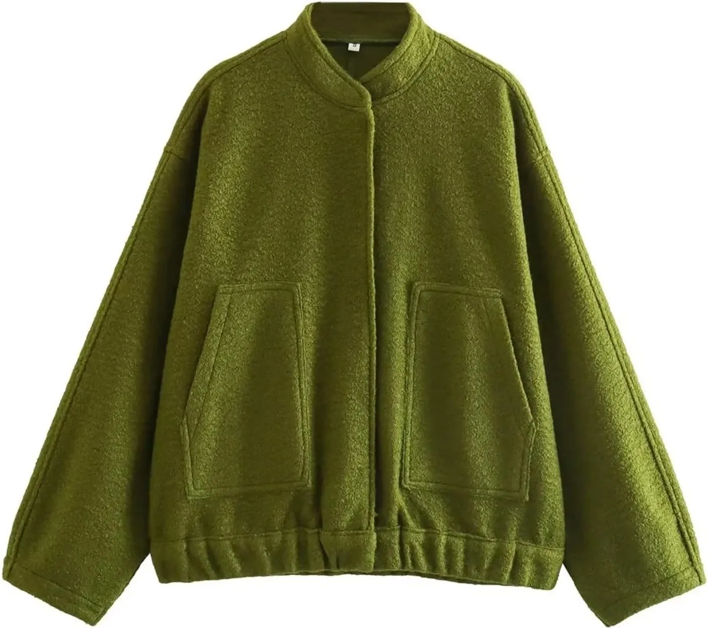Women's Wool Blend Fall Jacket Oversized - Stylish Button Down Shacket Varsity Bomber Jacket with Pockets
