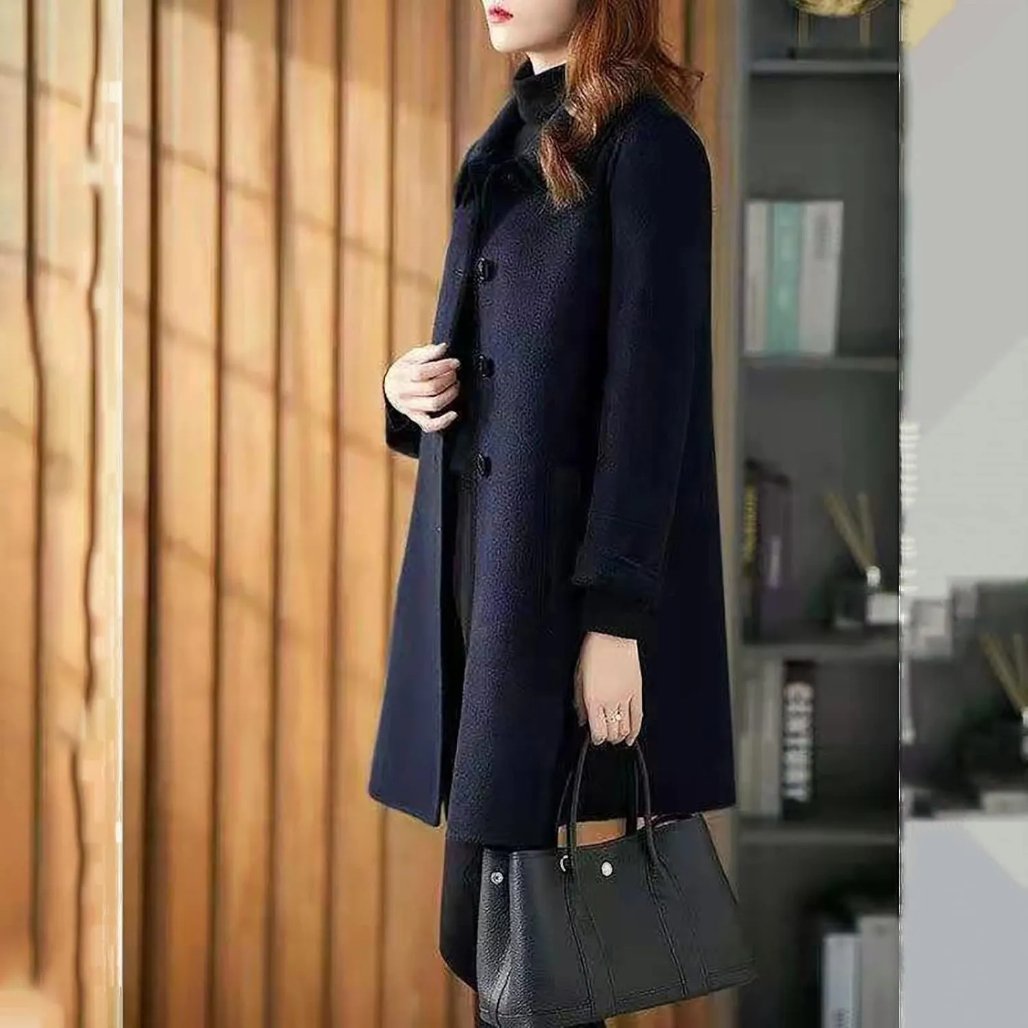 Wool Coats for Women Button Down Pea Coats Tweed Coat Plus Size Y2K Cardigan Fall Winter Long Sleeve Jacket Warm Outwear
