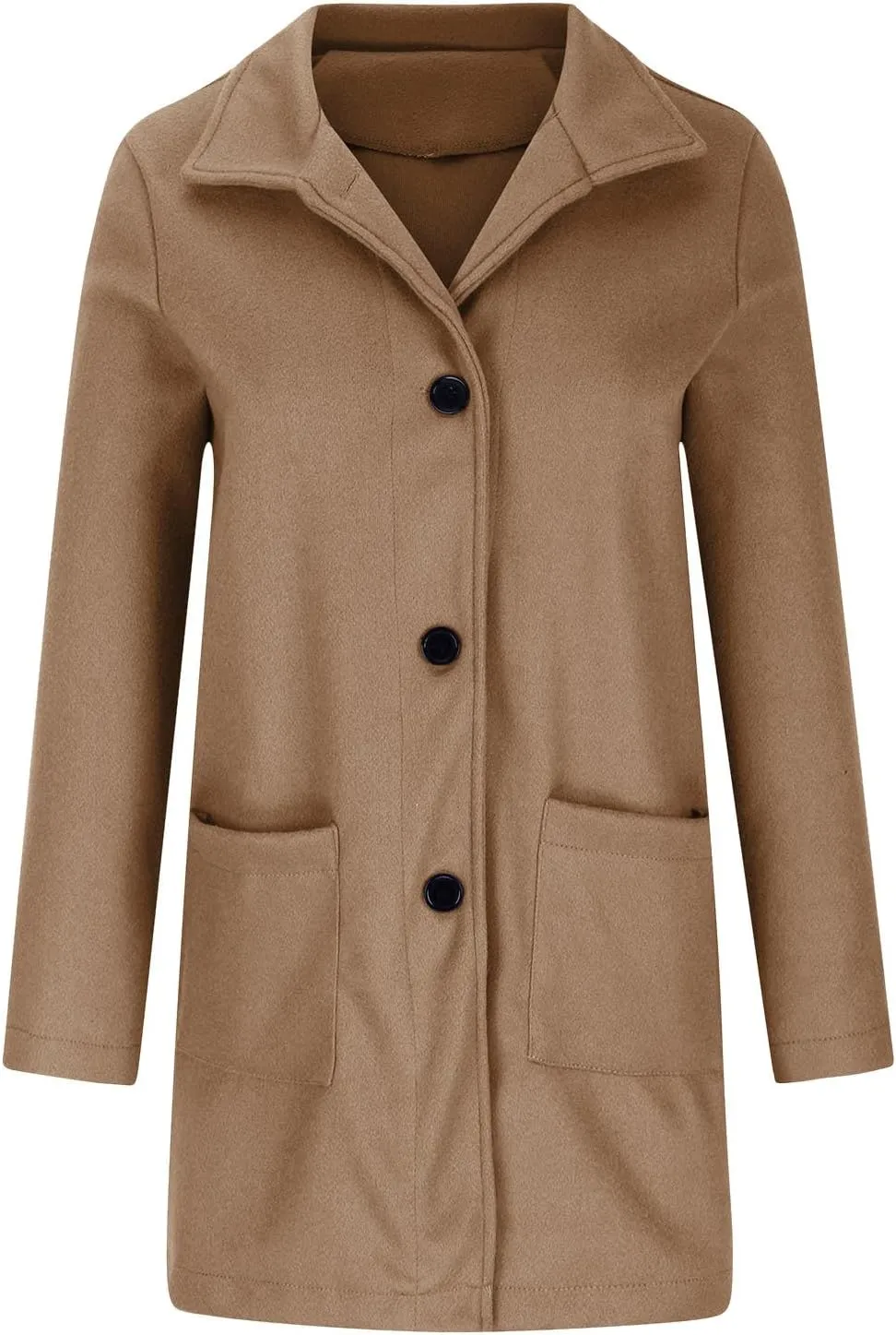 YRAETENM Women's Winter Single Breasted Stand Collar Wool Coat Blazer Jacket Casual Mid-Long Peacoat Trench Coat with Pockets