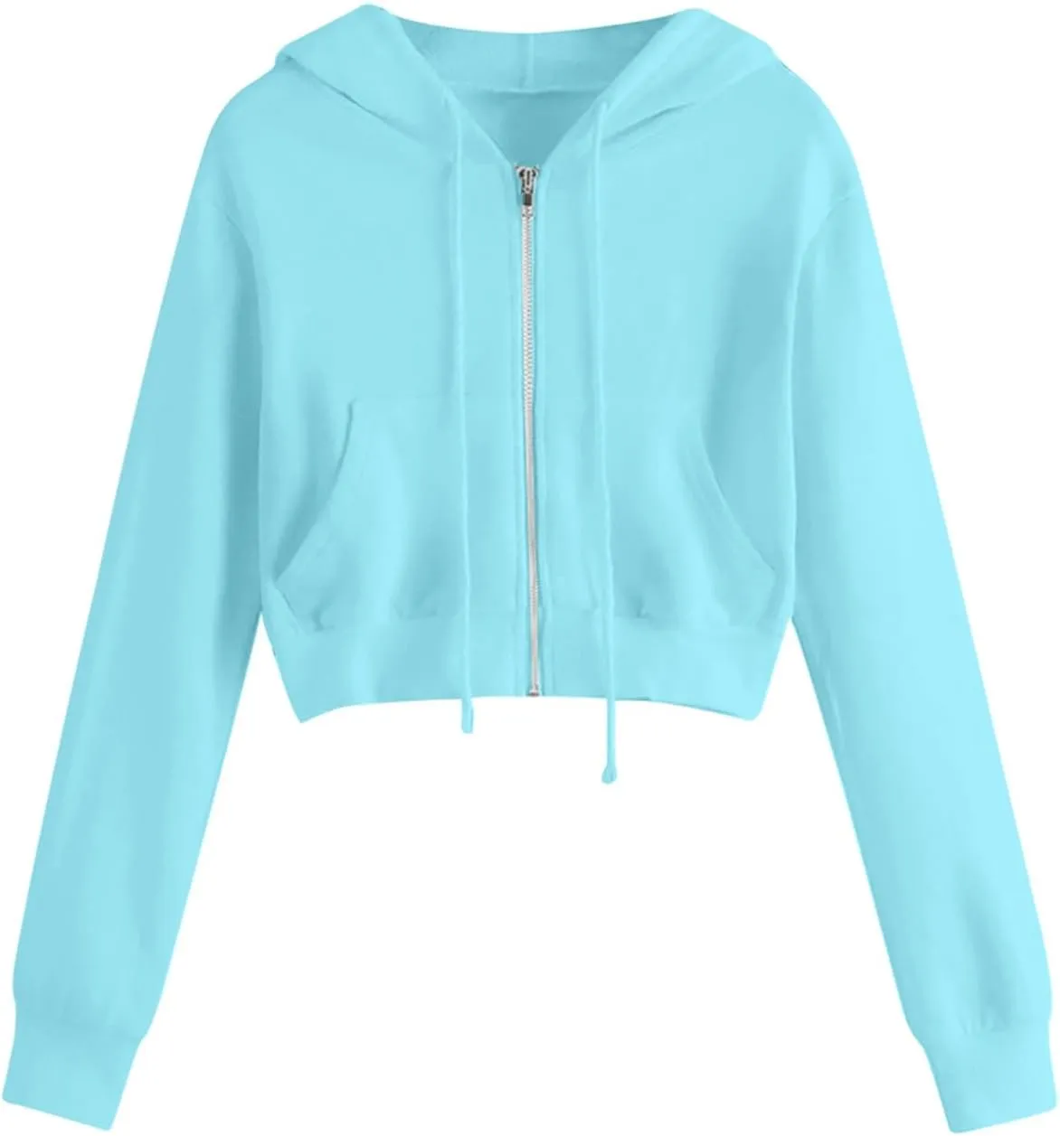 Zip Up Hoodie Jackets For Women Fall Teen Girls y2k Outfits Plus Size Cropped Hooded Sweatshirt With Pockets