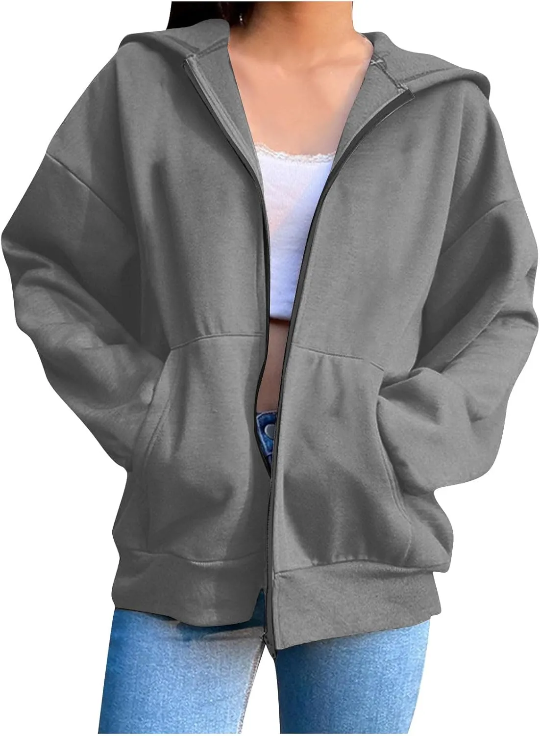 Zip Up Hoodies For Women Trendy 2024 Fleece Hooded Sweatshirt Jackets With Pockets Fall Winter y2k Outfits